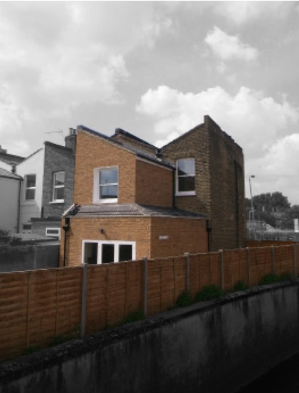 Completed two-storey rear extension — project photograph.