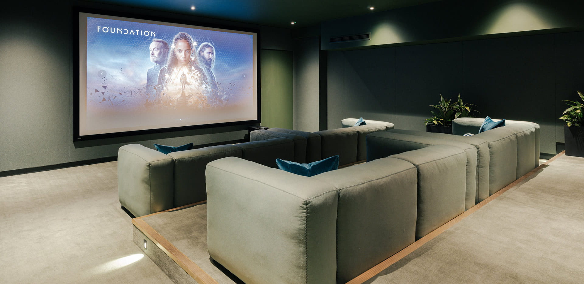 Residents’ cinema room with tiered seating at Woodberry Down