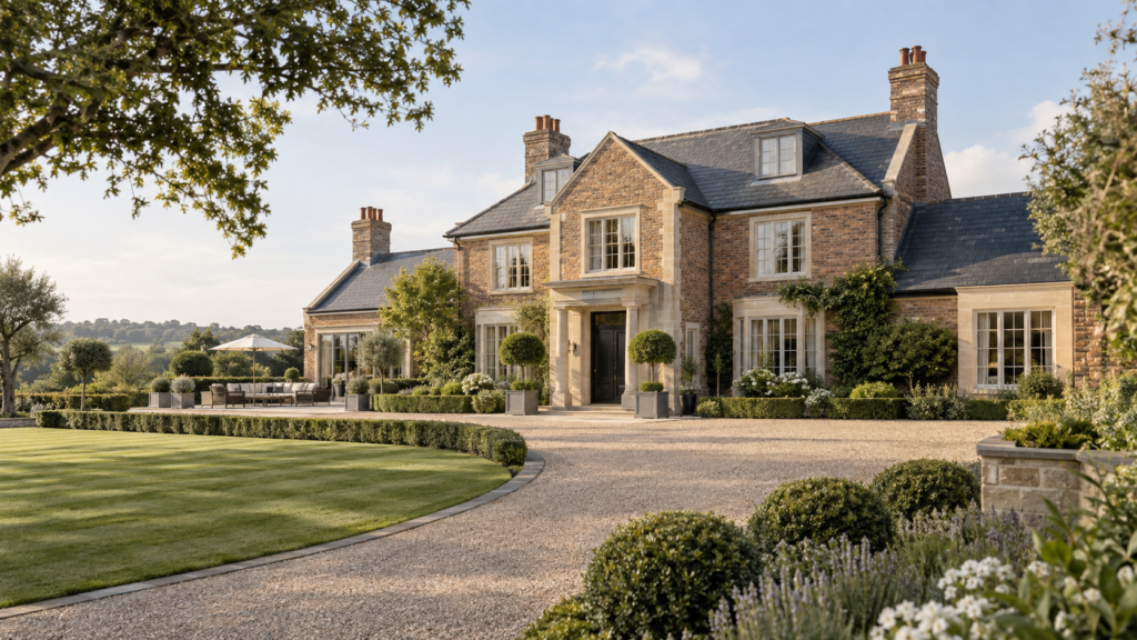 Illustrative country residence with landscaped gardens