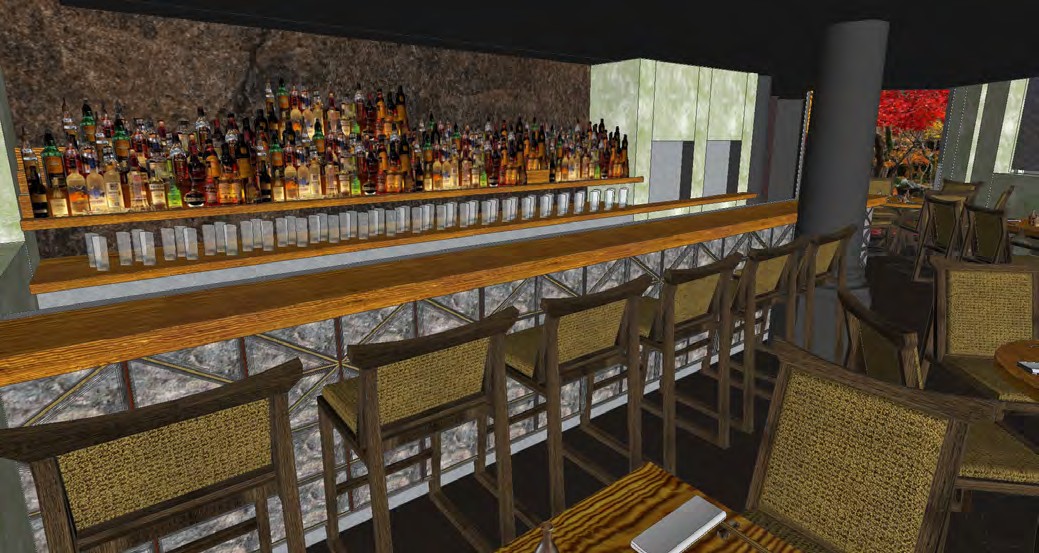 Bar proposal — architectural visualisation (CGI).