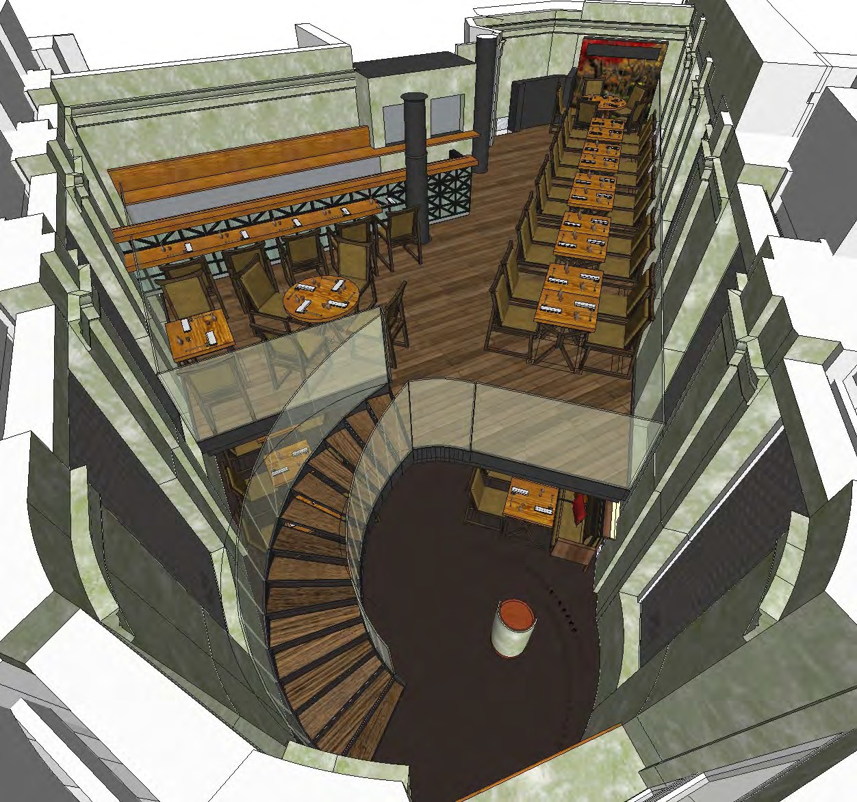 Three-level arrangement — architectural design drawing.