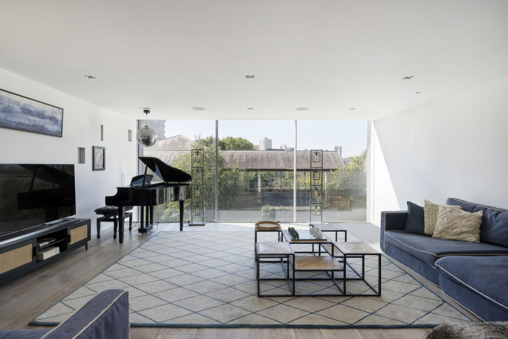 Glass extension reception room — George Mathers Road, London SE11