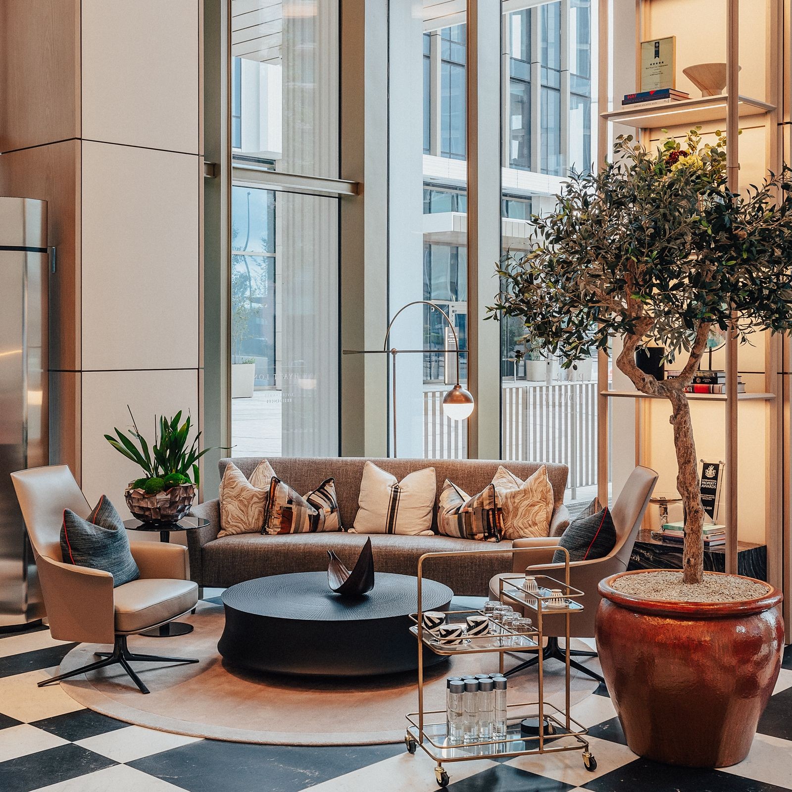River Park Tower — residents lounge; developer marketing imagery